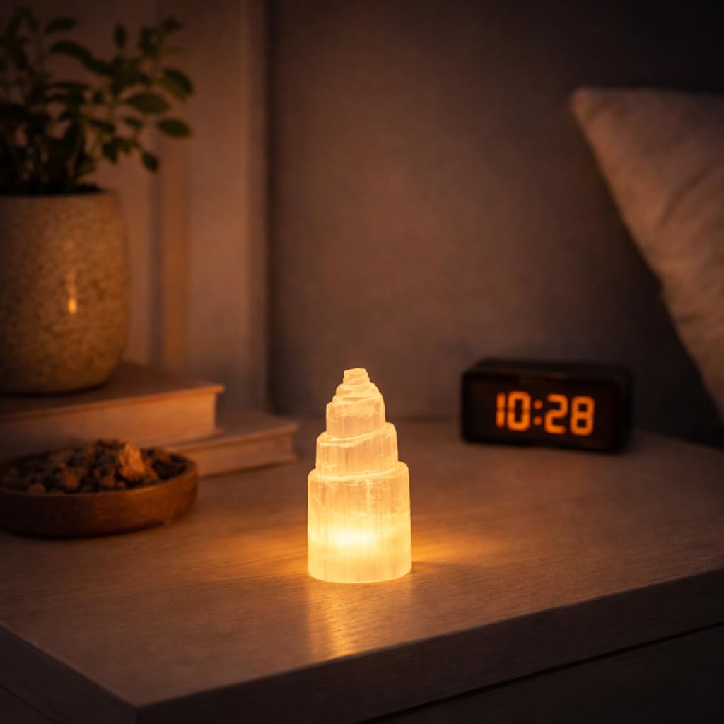 NKlaus Torre di cristallo di selenite naturale 10cm Meditazione Gemma Cristallo di quarzo Decorazione 15311