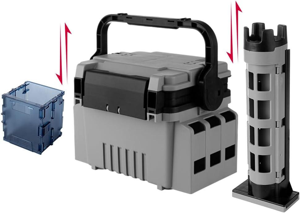 Kwueiitフィッシングボックス トラベルフィッシングケースボックス ボトルホルダーとロッドスタンドチューブ付き (グリーン)