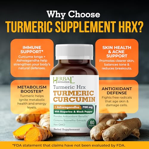 Turmeric Supplement Hrx- Immune Supplement, Metabolism Booster Joint Support Supplement with Turmeric Curcumin, Boswellia, Curcuma & Black Pepper Extract - 60 Capsules - Image 4