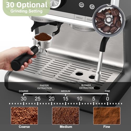 GarveeTech - Premium-Kaffeemaschine mit 2,8 l Wassertank, 1450 W, Espressomaschine mit 20 Riegel und Fother-Milch, Barista-Set, perfekt für Cappuccino, Latte und Macchiatos 3 GarveeTech - Premium-Kaffeemaschine mit 2,8 l Wassertank, 1450 W, Espressomaschine mit 20 Riegel und Fother-Milch, Barista-Set, perfekt für Cappuccino, Latte und Macchiatos