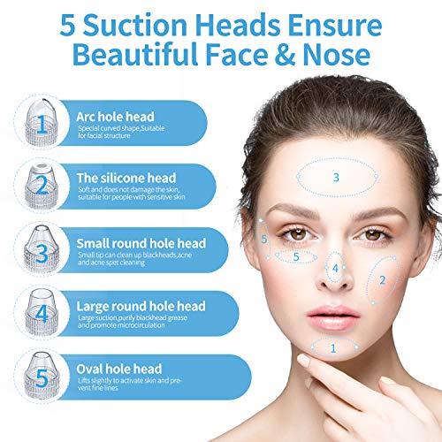 Blackhead Remover Vacuum Facial Pore Cleanser, Electric Acne Nose Comedone Suction Tool, HOKLAN USB Rechargeable Blackhead Exactor Removal Tool for Women Men with 45℃ Hot Compress & LED Display