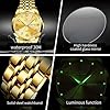 OLEVS Watches for Men Gold Stainless Steel Analog Quartz Diamond Business Luxury Dress Waterproof Luminous Date Casual Mens Wrist Watches #4