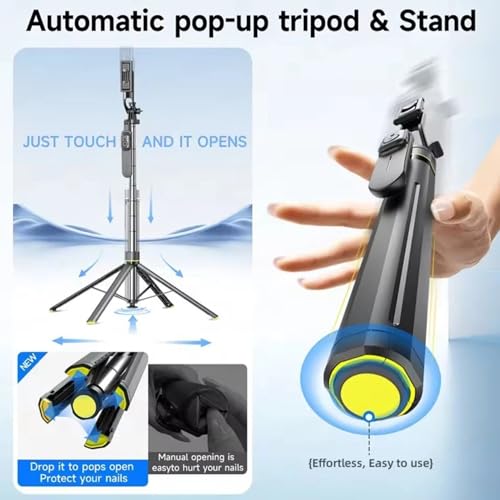 Image of Kratos K26 Selfie Stick Tripod 70 Inch /1.78M, Anti-Shake Stable Grip, Bluetooth Remote, 360 Rotation Tripod Stand for Phone, Reels, Vlogging, Video Recording & YouTube