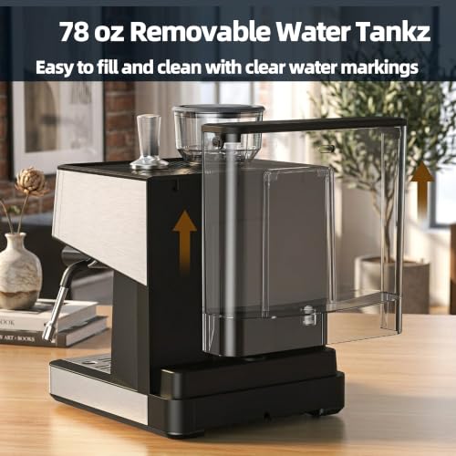 Image of 20 Bar Espresso Machine with Milk Frother, Coffee Machine with Grinder