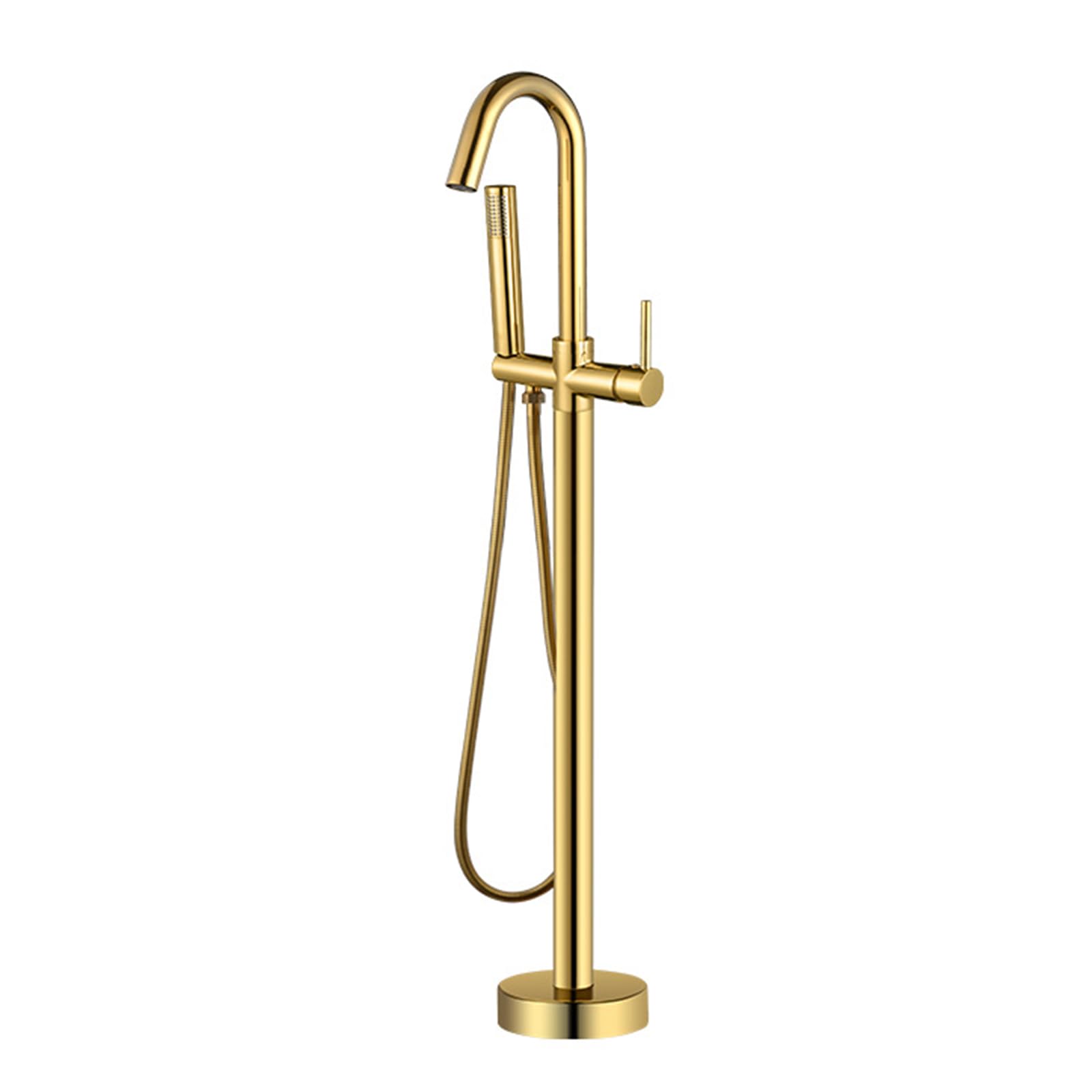 ZYCHSJXA Freestanding Bathtub Faucet Tap Swivel Spout Bath Shower Mixer Single Handle Hot and Cold Water for Bathroom,Gold