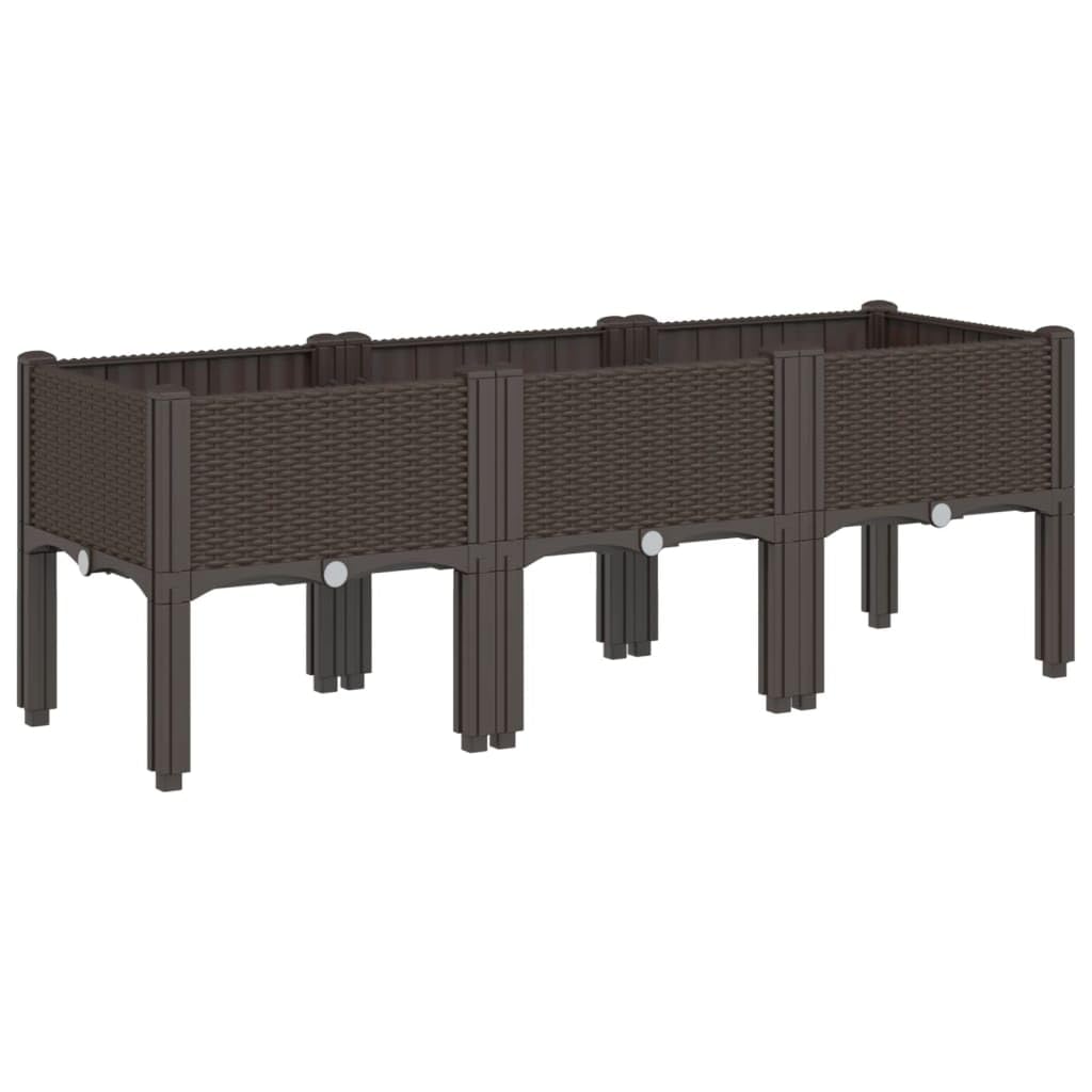 vidaXL Jardinière avec Pieds, Lit Surélevé, Bac à Fleurs, Pot de Plantes Jardin Patio Terrasse Arrière-Cour Extérieur, Marron 120x40x42 cm PP