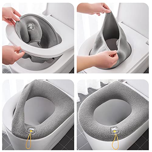 Zuzer 4PCS Toilet Seat Cover Cushion WC Sitzbezüge Universal WC Sitzkissen WC-Sitzbezug Warm Toilettensitzabdeckung Toiletten Sitzbezug Toilettensitzbezug Waschbar WC-Sitzwärmer – Bild 7