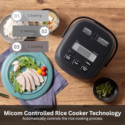 Image of TIGER JBS-A55U-KB 3-Cup (Uncooked) Micom Rice Cooker and Warmer with Non-Stick Ceramic Coated Inner Pot and 10 Auto-Cook Settings, Black