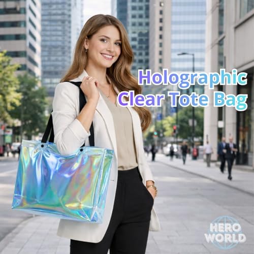 Bolso tote transparente holográfico con cierre de broche miniatura 2