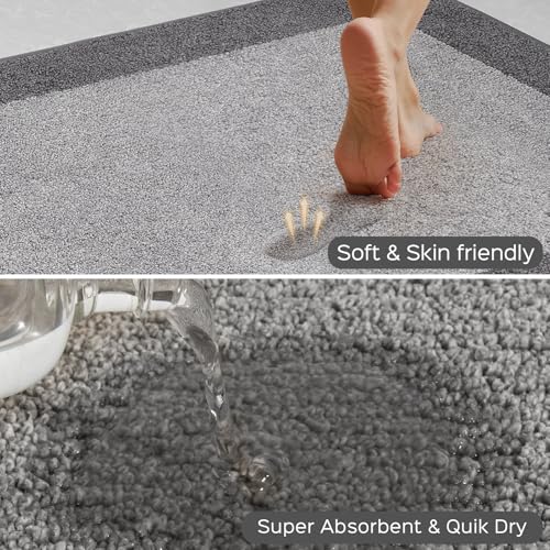 Image of Machine Washable (24 inch x 36 inch+ 24 inch x 60 inch') Kitchen Rugs Set of 2, Non Slip Kitchen Mats for Floor, Absorbent Entrance Runner Rugs for Bedroom, Hallway, Bathroom, Door (Roll Packing)