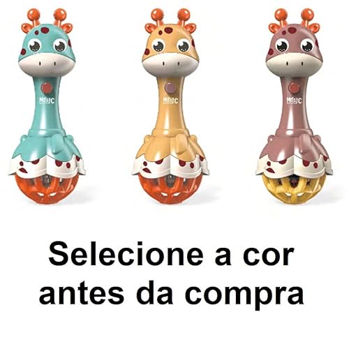 Chocalho Mordedor Musical com Luz Girafinha (Amarelo)