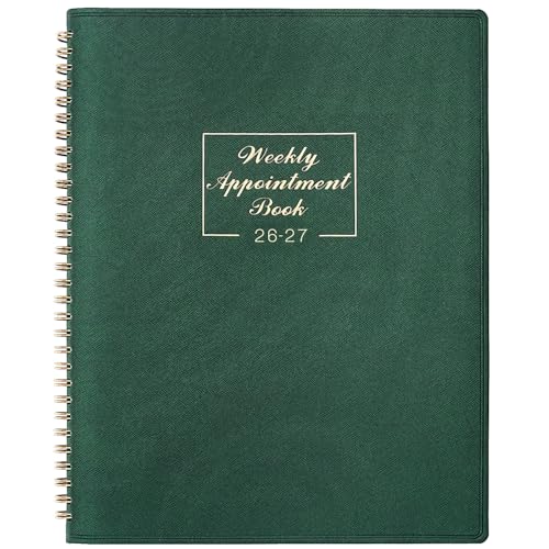 Appointment Book 2026-2027 - Academic Diary from Aug. 2026 - Jul. 2027 A4 Week to View Appointment diary 2026-2027 Hourly Planner in 15 Minutes with Times Slots Soft Leather Cover 21.8 x 29 cm