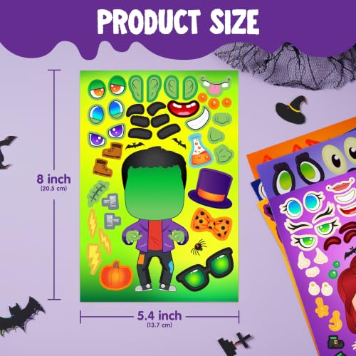 Image of JOYIN 36 PCS Halloween Craft Stickers for Kids Party Favor, Make a Face Stickers with Designs Witch Vampire, DIY Craft Supplies for Halloween Party Game Classroom Activities Gift Goodies