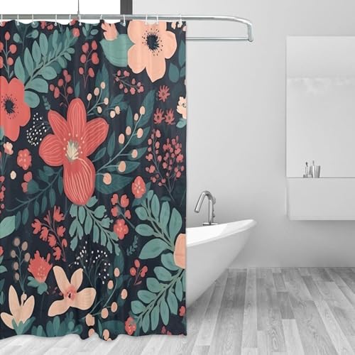 Rideau de douche pour salle de bain imperméable fleur 182x182 cm - 3