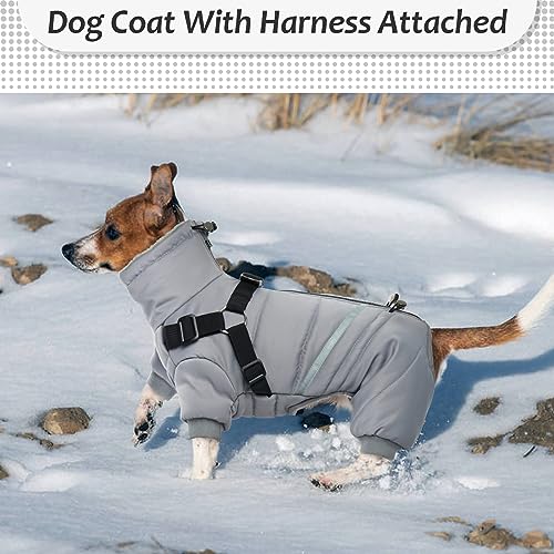 Hjyokuso Wasserdichter Hundemantel, Hundejacke mit Geschirr, Wintermantel Hund für kleine Mittel Große Hunde, Winddichte Winterjacke Hund Outfit mit Reflektierender Streifen und Reißverschluss S-XL