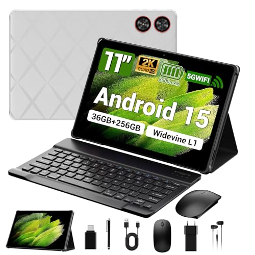 Image of 2025 Tablet 11 inch Android 15 Tablets with Keyboard Stylus Mouse: 2K IPS Tablette (2000x1200), 36GB+256GB(2TB TF)-Gray