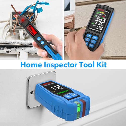 Image of MESTEK Tool Set, Electric Tester Kit with Non-Contact Voltage Tester, GFCI Outlet Tester, Digital Moisture Meter, Home Inspector Tool Kit with Carrying Case and Batteries, 3-Piece