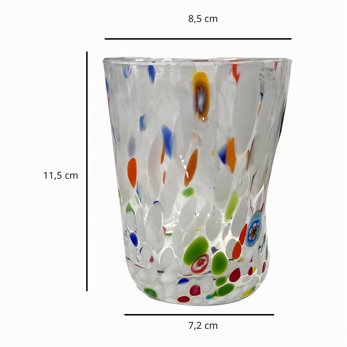 Gocce di Murano set 6 bicchieri Goto in vetro di Murano soffiato 300ml lavorazione a mano colorati confezione 6 calici per acqua eleganti e preziosi Made in Italy (Crystal White, 6)