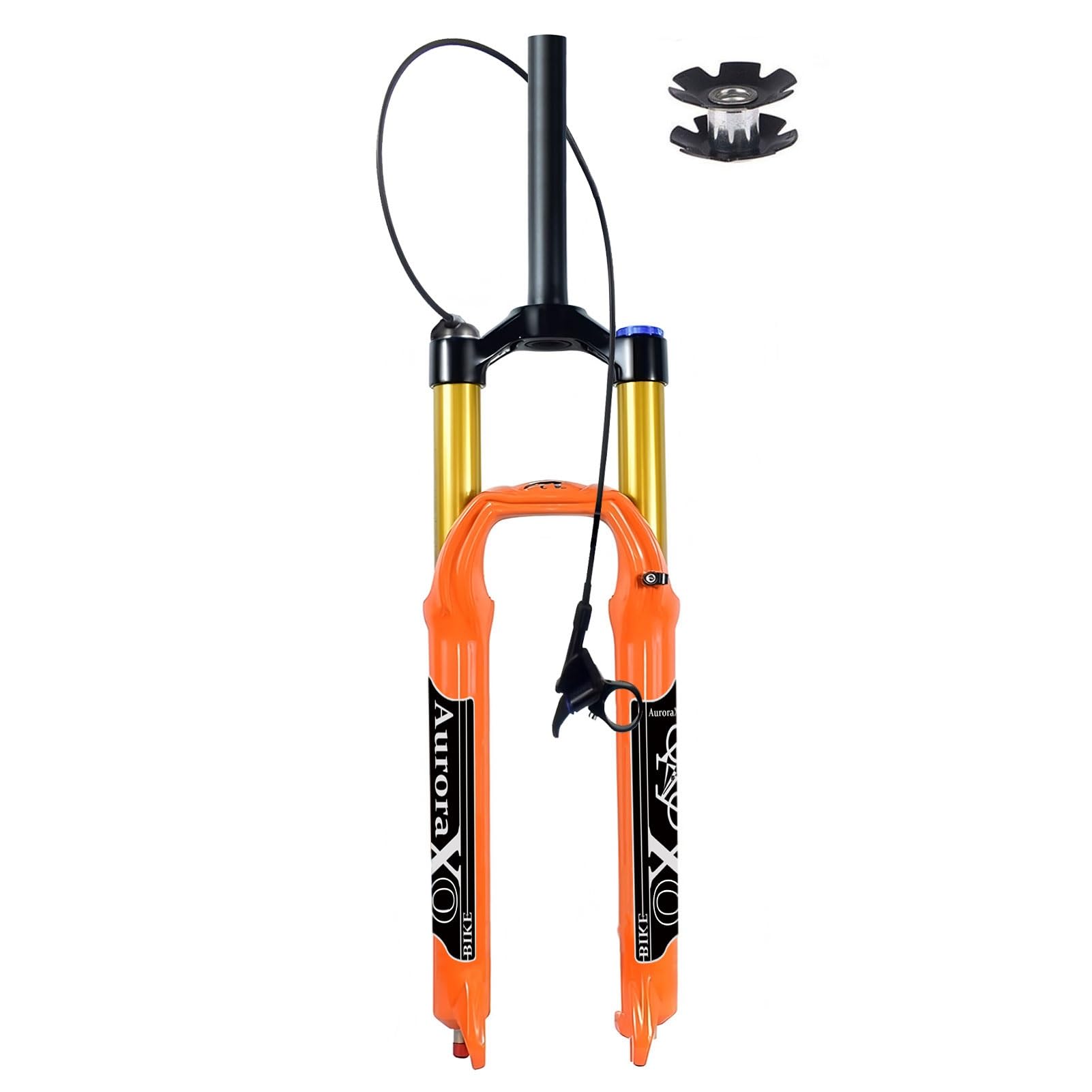Forcella Anteriore AuroraXQ da 160 mm per Mountain Bike, 26/27,5/29 Pollici, Arancione, per MTB XC AM, Sospensione Dritta/conica per Pneumatici da 1,5-2,4".
