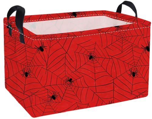 Image of Essme Rectangular Spider Basket,Kids Storage Bins Organizer with Handles for Farm Room Decor, Gift Basket,Shelf Basket.(Red Spider)