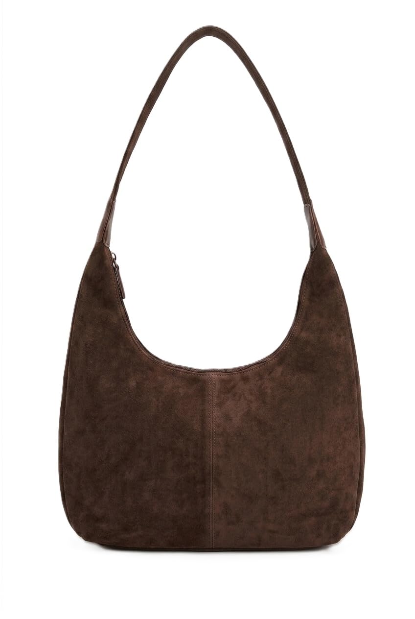 Large size Suede Hobo Shoulder Bag with Zip Closure-picture-46