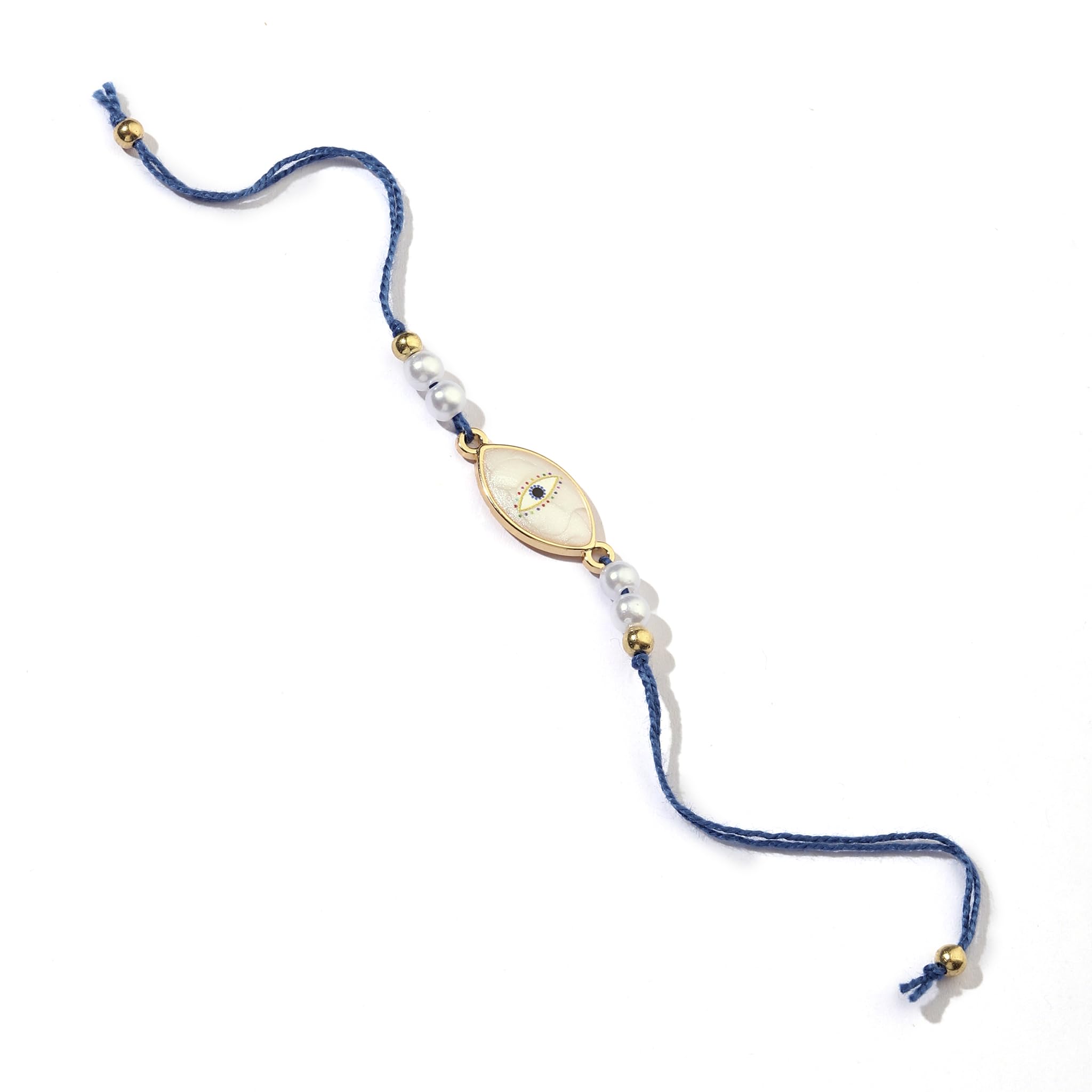 SALTY Talisman Pearl Evil Eye Designer Thread Rakhi | Raksha Bandhan Stylish Moli Dora | Symbol of Sibling Love & Protection | For Bhai, Bhaiya, Bhabhi & Sister