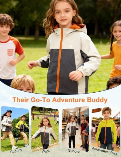 Image of Venzina Kids' Adventure-Ready Windproof Jacket Thermal-Insulated & Water-ResistantFixed Hood for Hiking, Camping, School