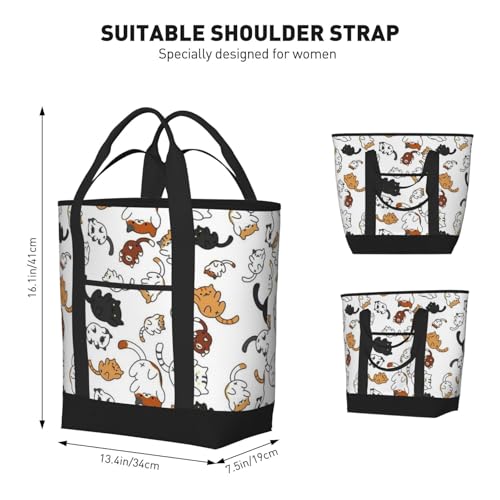 Cute Kitten Cats Pattern Premium Insulated Tote Bag – Heavy-Duty Handles, Perfect For Supermarket Trips, Picnics & Daily Commute3