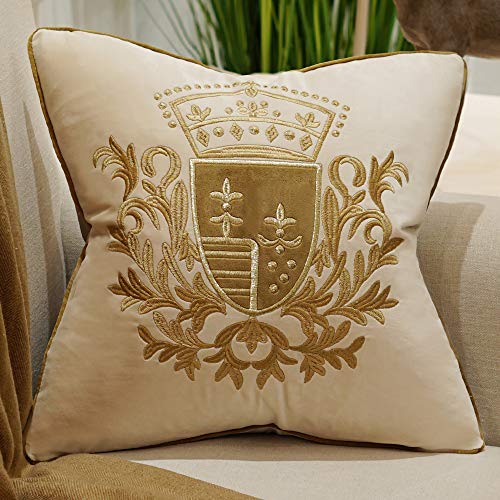Avigers 18 x 18 Inch Embroidery Velvet Cushion Cover Shield