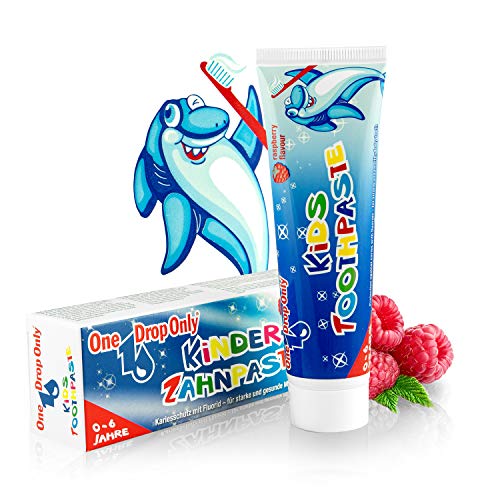 One Drop Only® Kinderzahnpasta mit Himbeergeschmack - Kinderzahncreme für starke und gesunde Milchzähne mit Fluorid. (1 x 50 ml) – Bild 4