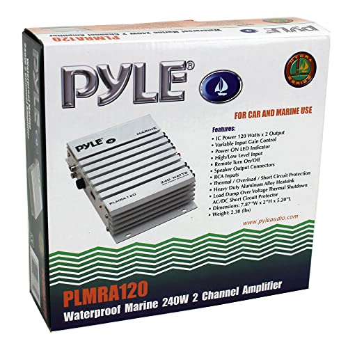 Image of Pyle PLMRA120 Hydra Series Waterproof 240-Watt 2-Channel Marine Class AB Amp