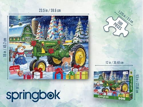 Rompecabezas Springbok John Deere Festive Farm Surprise 500 piezas | Rompecabezas de granja navideña con piezas de corte único, hecho en EE.UU., materiales ecoamigables, póster incluido miniatura 4