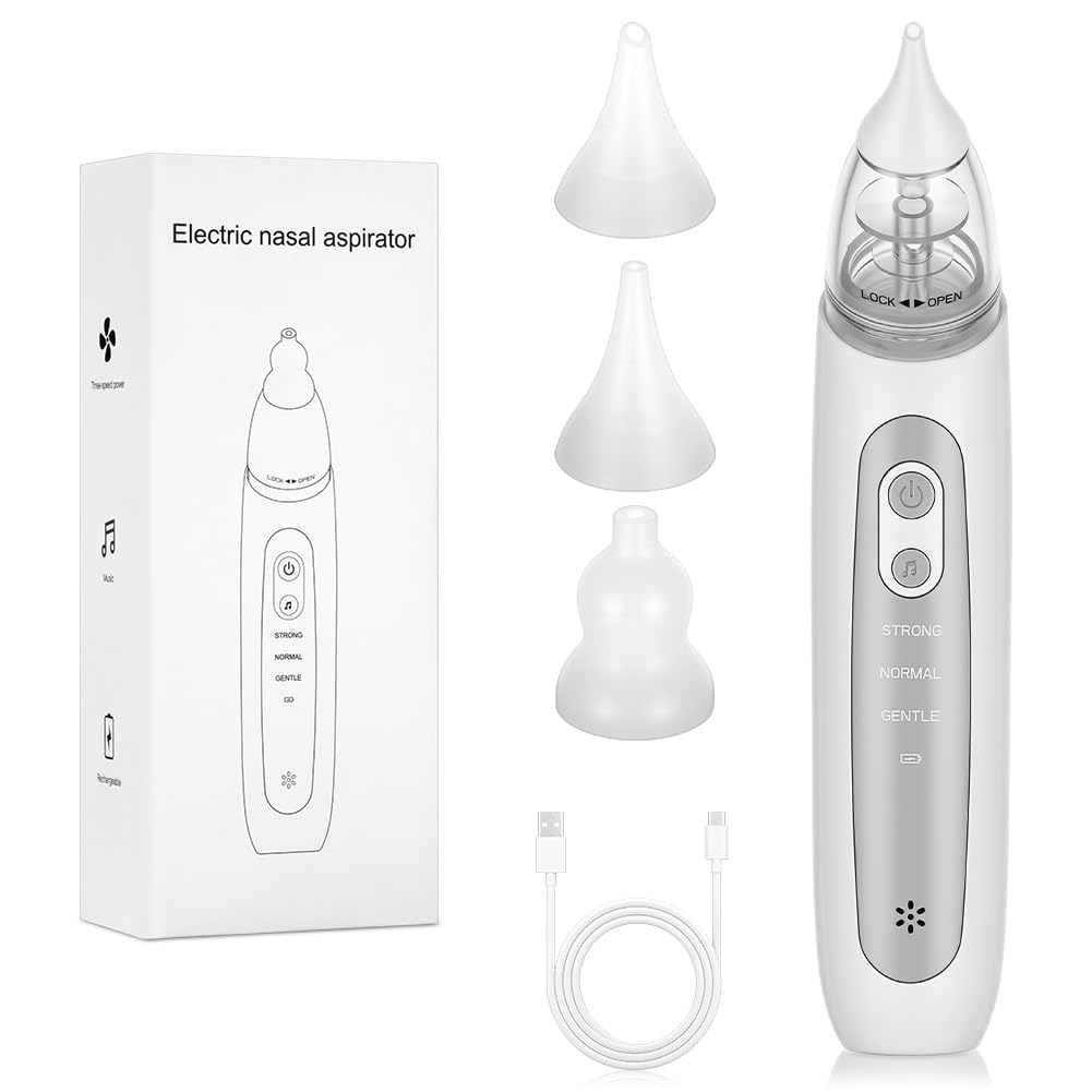 Vicloon Nasal Aspirator for Baby Electric Baby Nasal Aspirator, Toddler Nose Cleaner with 3 Silicone Tips