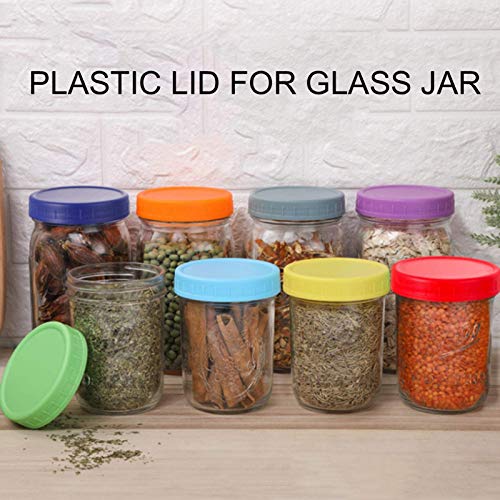 JGONas 20 Pièces Couvercles De Bocal en Plastique à Bouche Régulière, Capuchons De Stockage De Nourriture De Bonbons Couvercles De Mise en Conserve en Spirale pour Bocal en Verre Mason Rouge 01 Cover