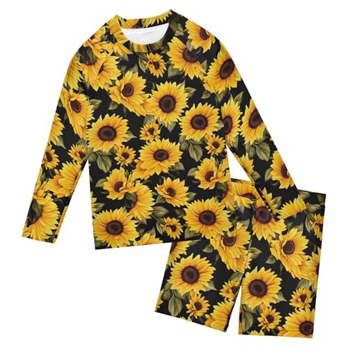 Sunflower Flowers Toddlers and Baby Boys' Swimsuit Trunk and Rashguard Set B0402458