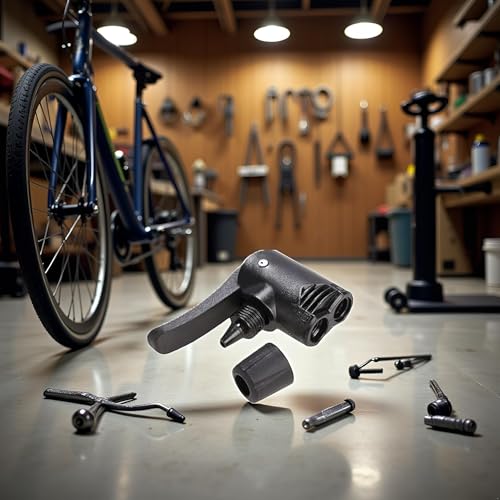 Image of 1Pc Black Manual Air Pump Adapter Valve, 3 in 1 Replacement Dual Head, Bike Cycle Tyre Tube Pump Adapter, Floor Pumps, Accessories
