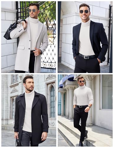 Image of COOFANDY Men's Ribbed Turtleneck Sweater Casual Basic Long Sleeve Knitted Pullover Sweater