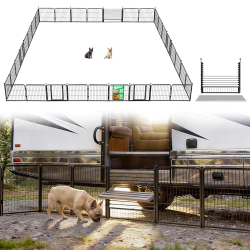 Image of FXW Instant Dog Playpen with RV Step Grid for RV Camping, 24 inch H, 32 Panels