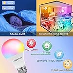 DAYBETTER Smart Light Bulbs, Alexa Light Bulb, WiFi Light Bulbs, RGBCW Color Changing Light Bulb A19 9W 800LM, Smart Bulbs that Work with Alexa & Google Assistant, 2.4Ghz only, No Hub Required,10 Pack - Image 4