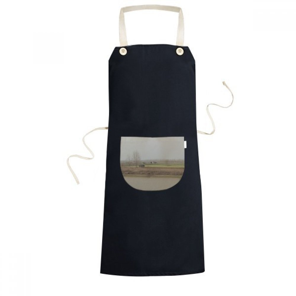 Tablier de cuisine bavoir contre les taches mod&egrave;le mixte noir avec poche paysage automne