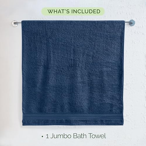 Image of Elegant Comfort Three Line Popcorn Towel Set for Bathroom 35 x 70 inches, Premium Hotel Quality 1-Pack Jumbo Towels, 100% Turkish Cotton, Soft and Durable, Quick Dry and Highly Absorbent, Navy Blue