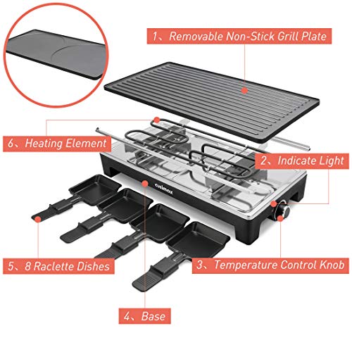 Plancha Grill Cusimax Raclette Parrilla para 8 Persona