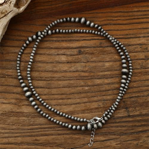 Juego de collar de perlas navajo con pendientes turquesa estilo vaquera y bohemio para mujer 6
