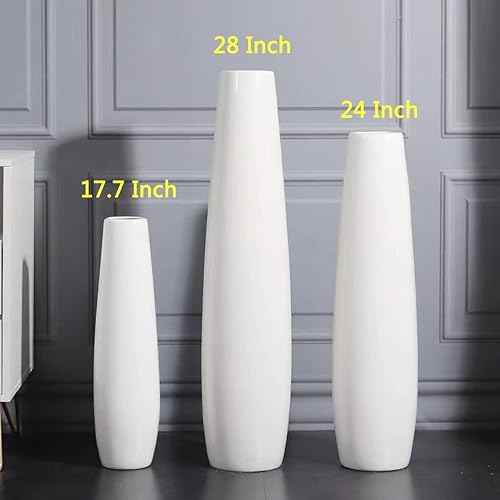 Miniatura 7 de White - Florero de cerámica de 28 pulgadas de alto, jarrones decorativos grandes para decoración moderna del hogar, sala de estar, jarrón grande de