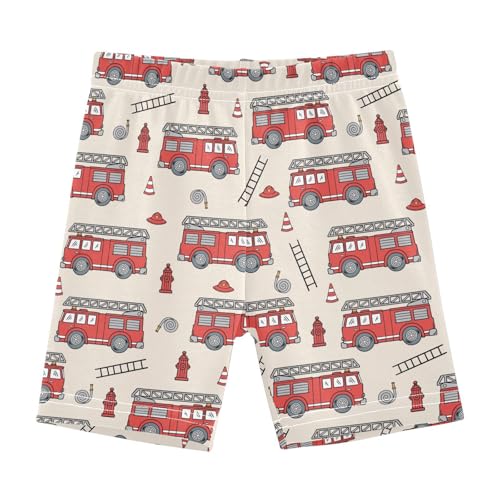 JHKKU Girls Fire Truck Shorts Cotton Cartwheel Bike Kids Biker Under Dress Dance Short Girl Clothes 6T