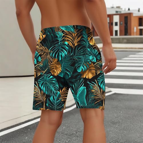 NATHGAM Men's Hawaiian Shorts with Compression Liner 2 in 1 Swim Trunks Lightweight Trendy Summer Beach Board Shorts for Men3