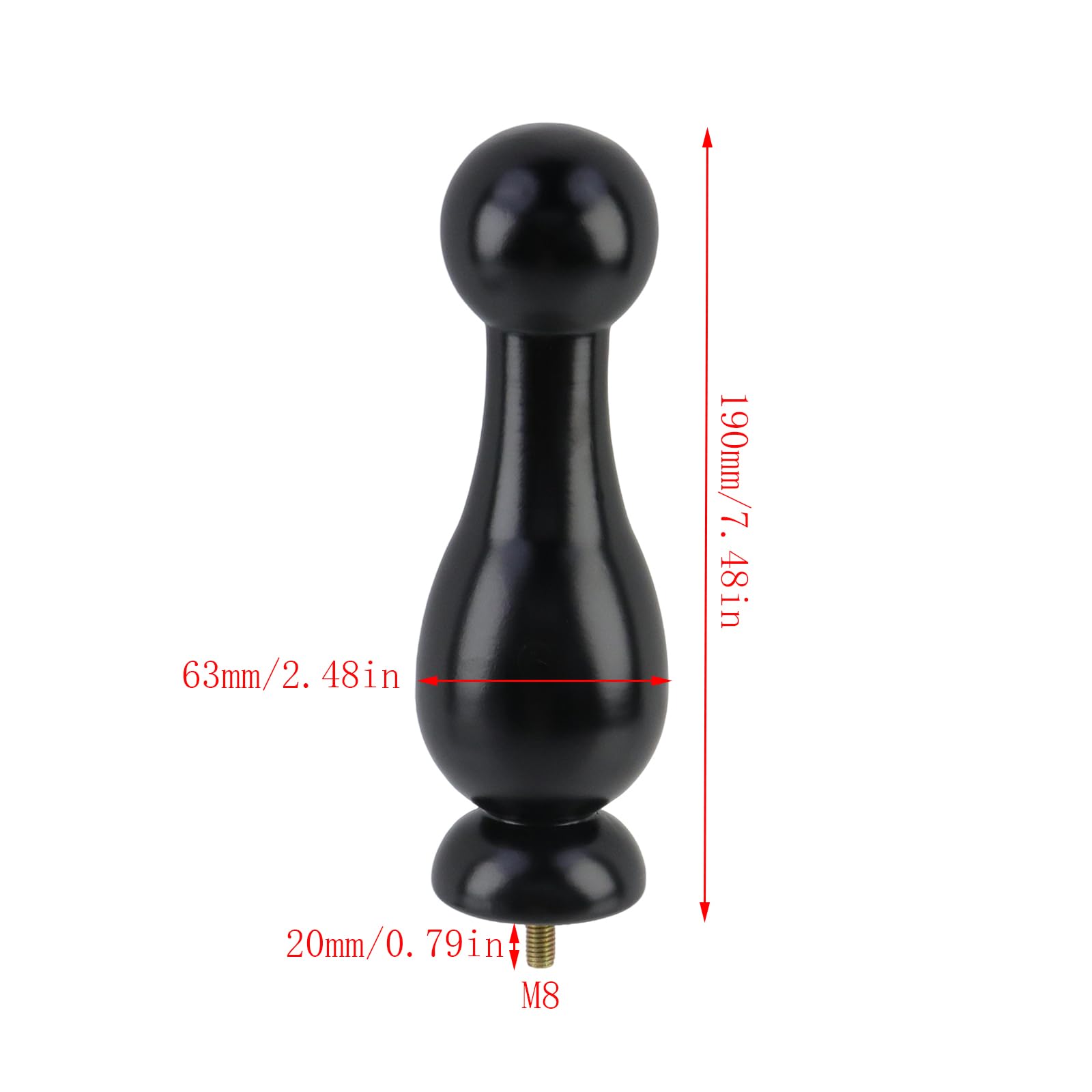 Dnyta Lot de 2 embouts de tringle à rideaux décoratifs en bois pour escaliers, tringles à rideaux, loisirs créatifs (noir, 19 cm x 6,30 cm)