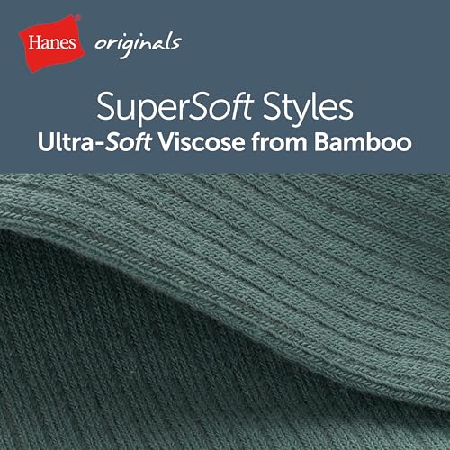 Hanes Men's Originals Supersoft Crew Socks, Stretch Crew Socks For Men, 6-12, 6-Pairs4