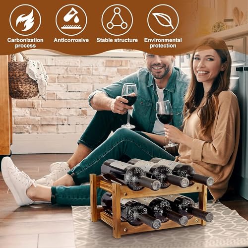 Soporte para vino 6 botellas 2 niveles madera miniatura 5