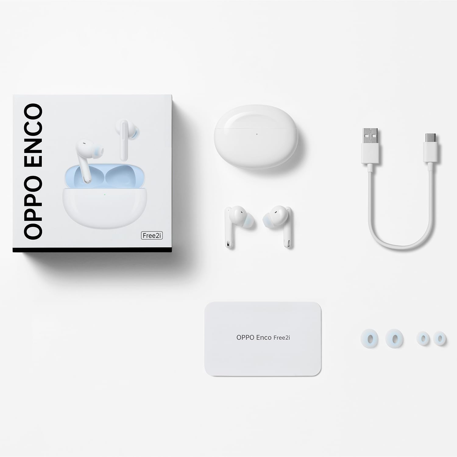 Oppo Enco Free2i, Écouteurs True Wireless, Bluetooth5.2, Contrôles Touch, Annulation du Bruit AI 42 DB, 30 h d'autonomie, Android et iOS, IP54, [Version Italienne], Couleur Blanche